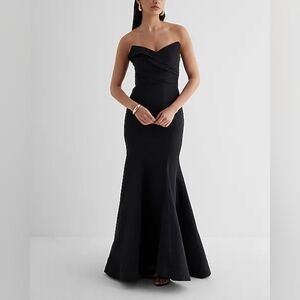 Strapless Pleated Corset Maxi Mermaid Dress